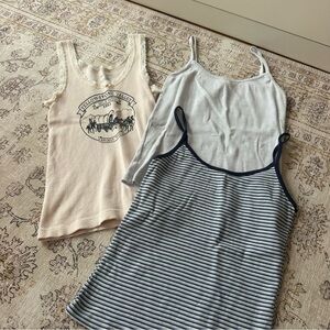 Set of Three Brandy Melville Tank Tops with Stripes and Graphic